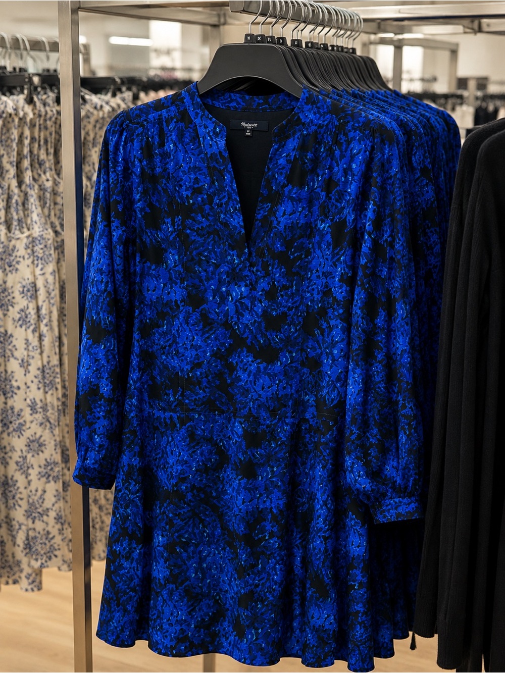 Madewell Black and Electric Blue Floral Dress